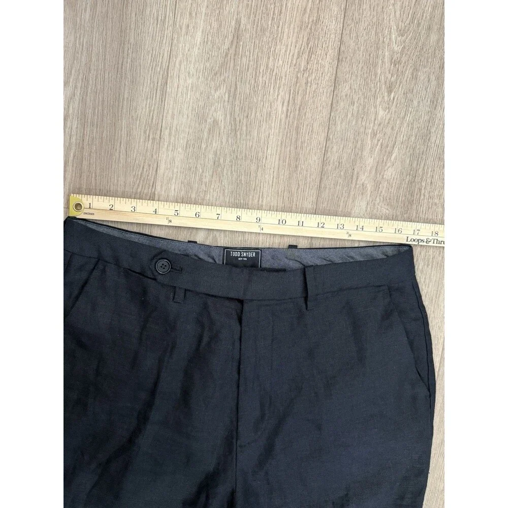 Todd Snyder New York Men 33x32 (fit 33x29) Black 100% Linen Dress Pants Trousers